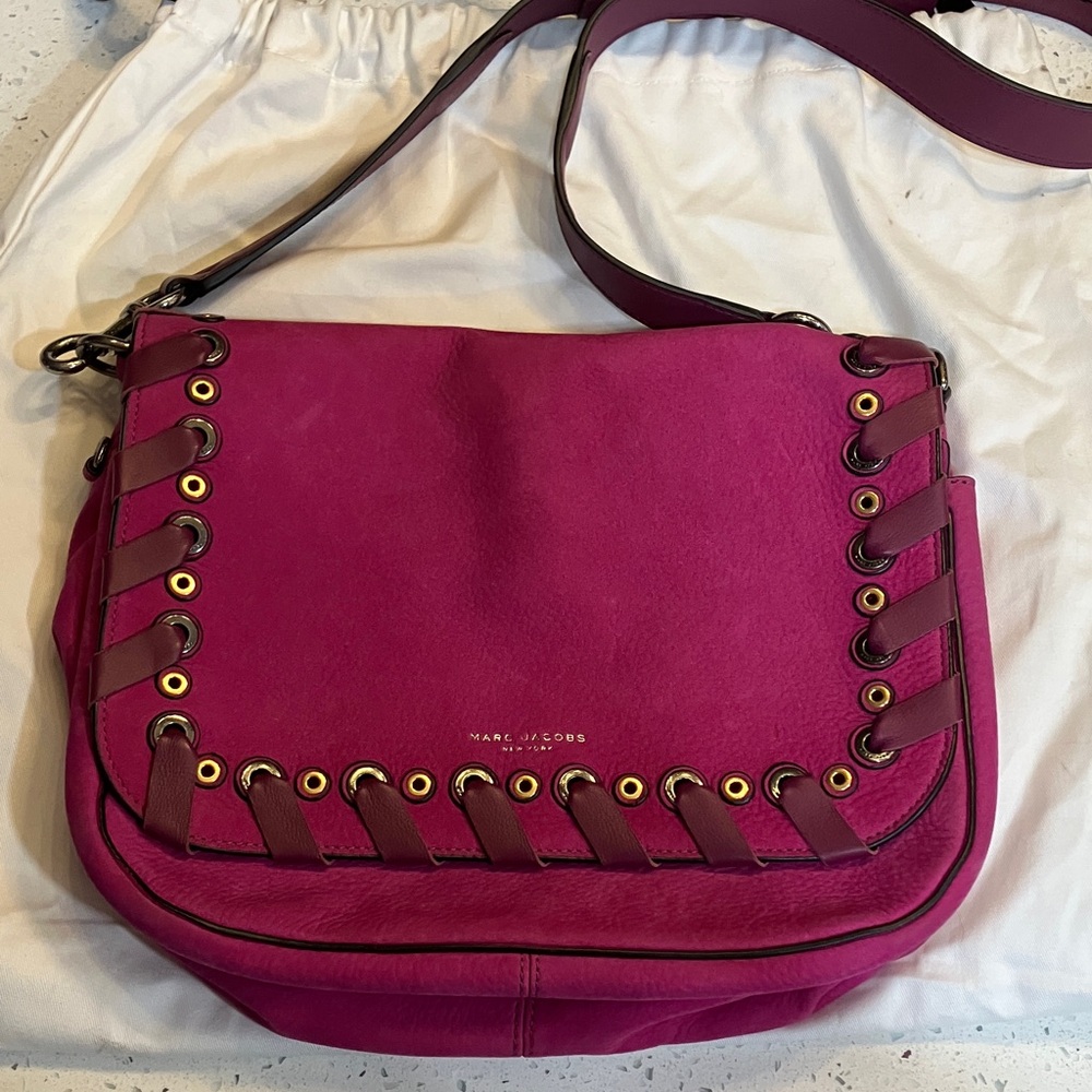 Marc Jacobs Fuchsia Shoulder Bag with Grommet Detail